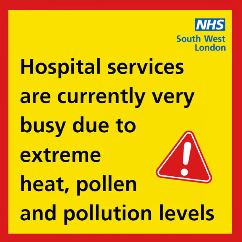 The NHS added a warning that its services in the area are under strain with high temperatures combining with raised air pollution.