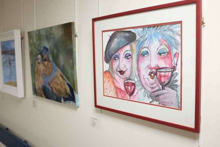 Work by Cowbridge Art Society members displayed at an exhibition in Barry Hospital this year