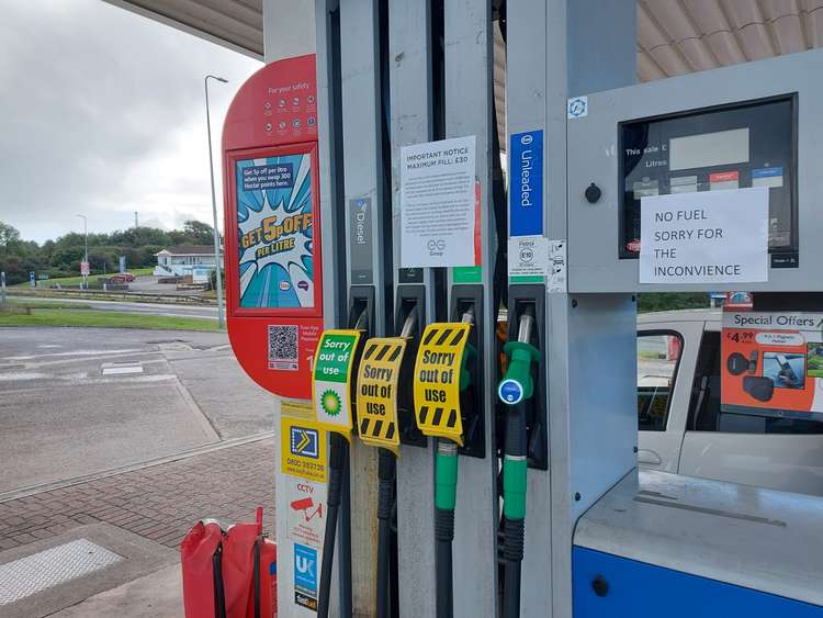 At Downs Filling Station, Cowbridge, where no fuel is left