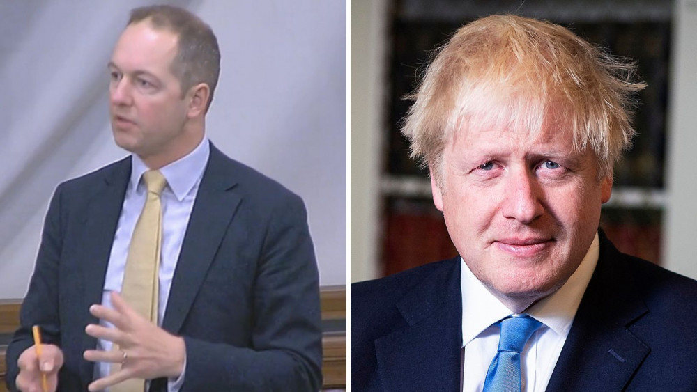 Richard Foord has condemned Mr Johnson for his actions during the national lockdowns (L: Richard Foord's office R: Boris Johnson, Parliament/Official Portrait) 