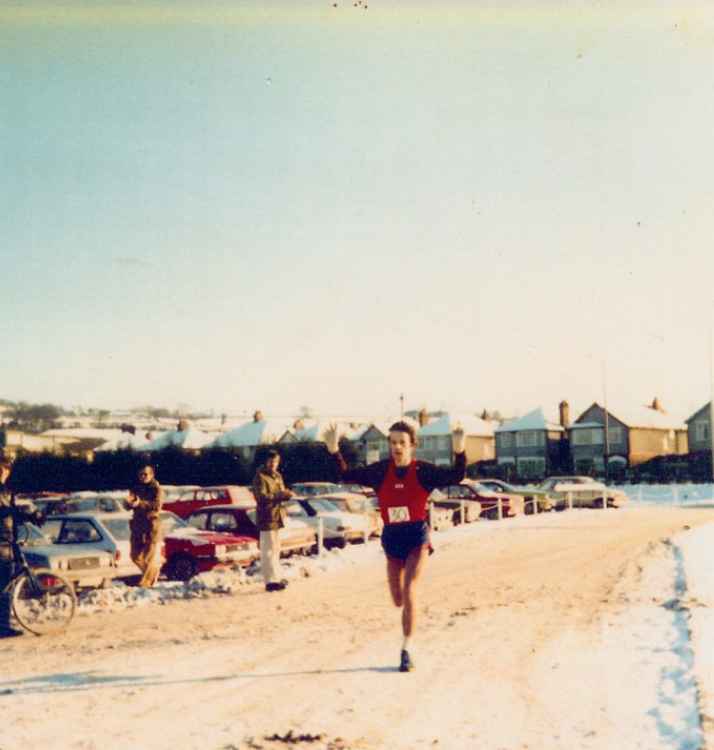The finish of the first Four Villages Half Marathon