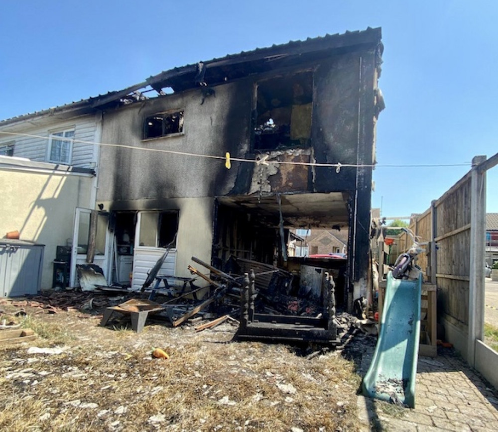 The destroyed home in Pitsea.