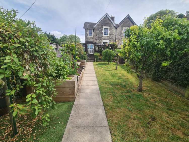 A lovely long garden at this semi-detached on the Frome Road in Radstock