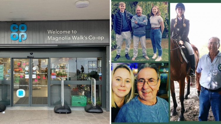 L: Magnolia Walk Co-op, Exmouth (Nub News). R: Joanna Woodward with father (Joanna Woodward)