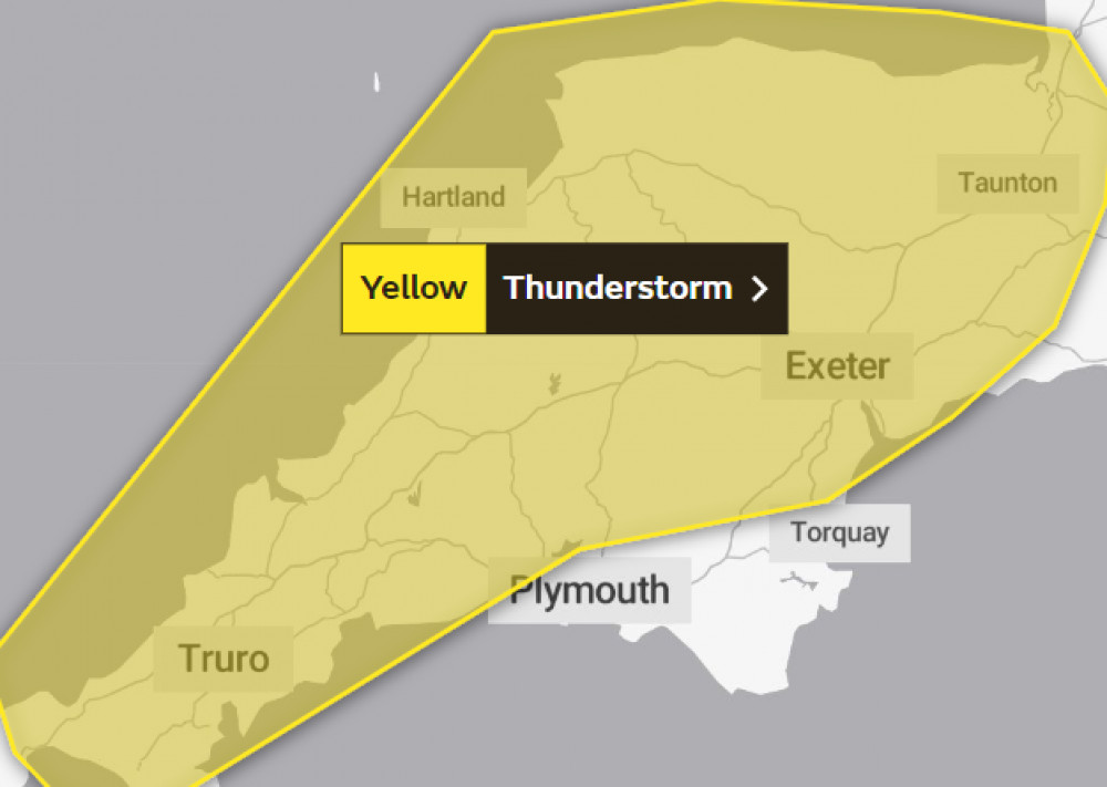 There are likely to thunderstorms today at around 7pm (Credit: The Met Office) 