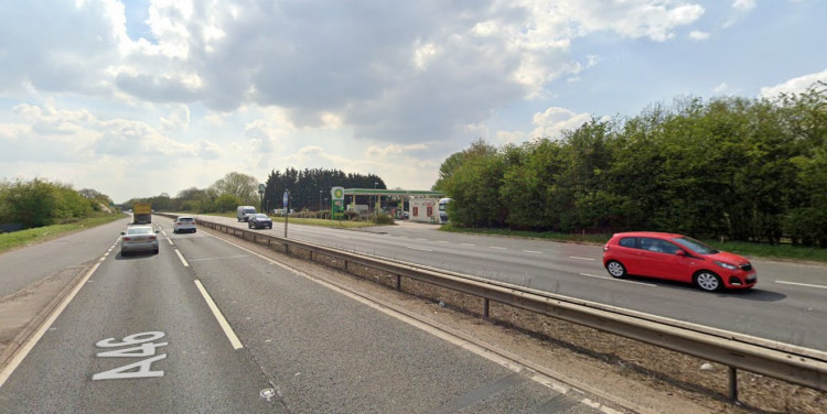 Traffic has currently stopped on the A46 southbound (image via google.maps)