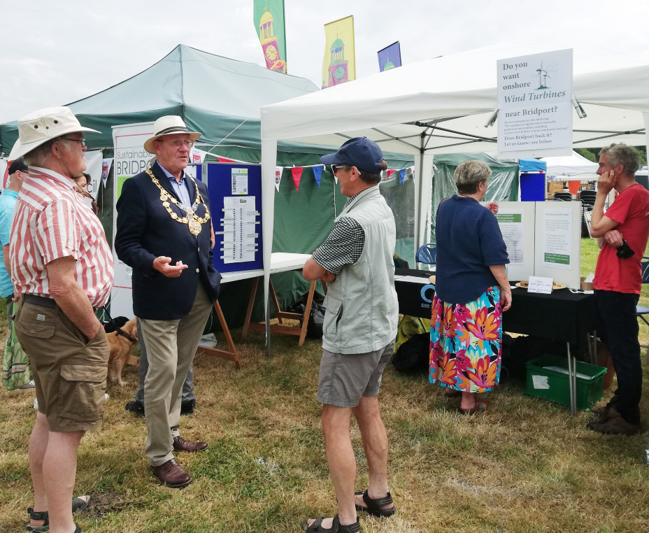 The mayor engages with residents at Bridport Food Festival