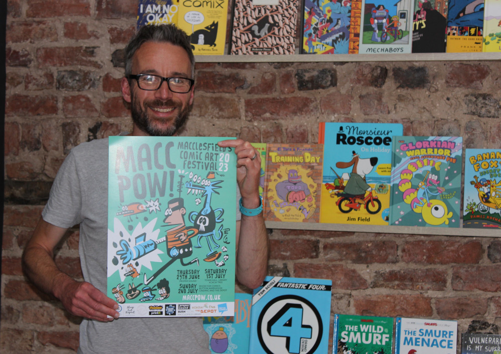 Father, business-owner and comic artist Marc Jackson is the founder of family comic art festival Macc-Pow. From free caricature portraits to affordable cinema fun, he reveals why YOU should go this year. (Image - Alexander Greensmith / Macclesfield Nub News) 