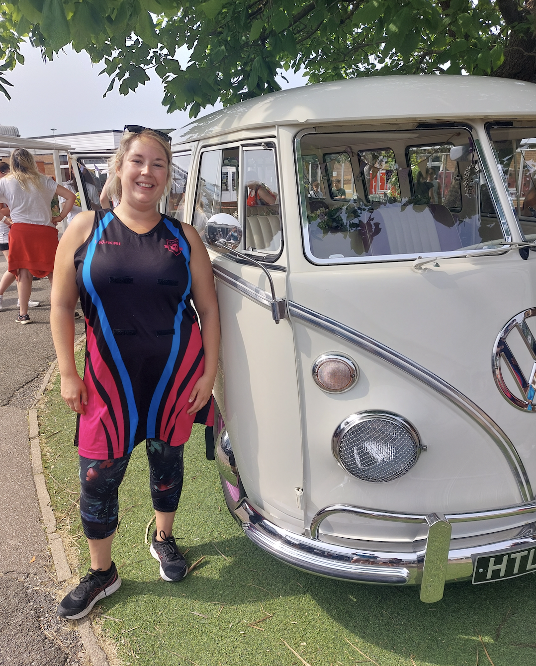Friendships formed in the NHS come together for a great cause: Bethany McNeil next to old friend Kate Peto's Lucky Penny camper van. CREDIT: SUPPLIED