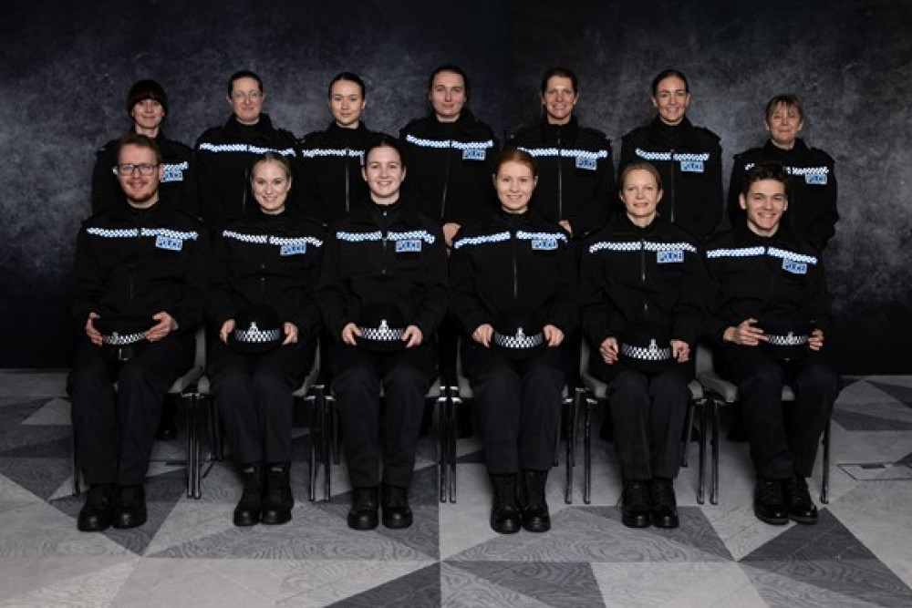 The thirteen new trainee detective constables joining Devon and Cornwall Police