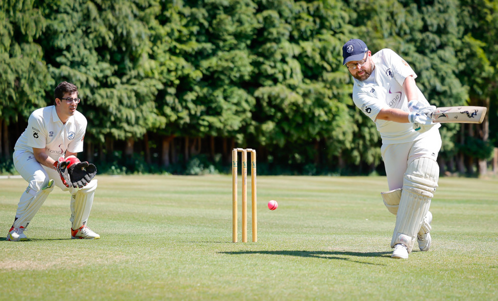 Chef Joe bats at Prestbury Cricket Club, who he has now decided to sponsor. (Image - Bob Howell)