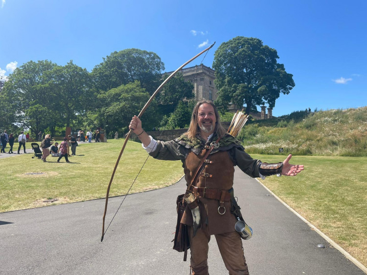 Nottingham Castle officially reopened to the public yesterday after a seven-month closure. Pictured: Tim Pollard, Nottingham's Robin Hood. Photo courtesy of LDRS.