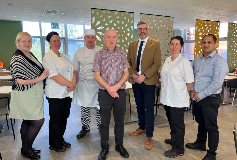 The victorious Stepping Hill catering team, with prize winner Asela Kuruwita on the far right (Image - Stockport NHS Foundation Trust)