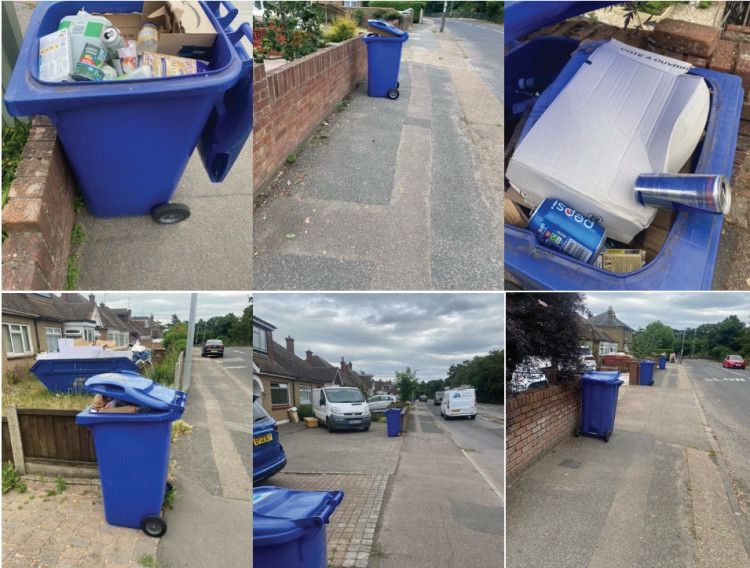 The  missed bins on Wharf Road. 