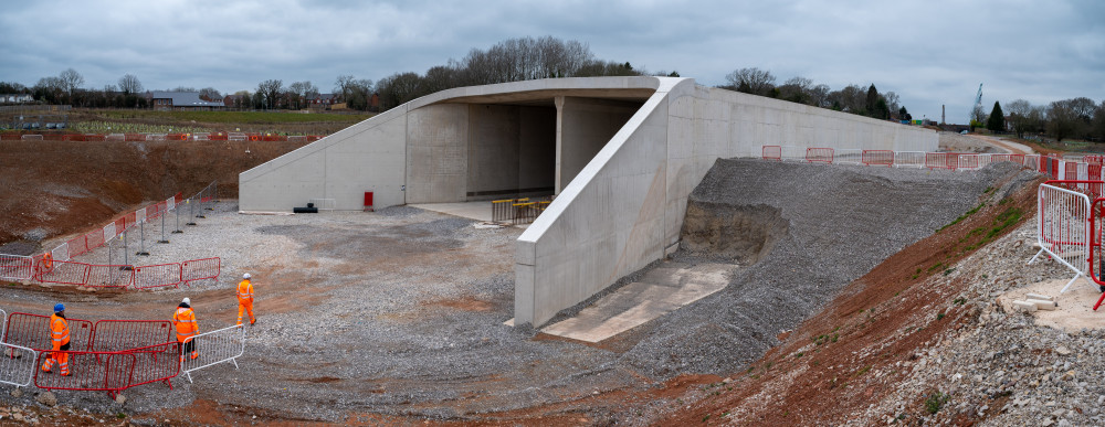 The Burton Green tunnel portal under construction (image via HS2)