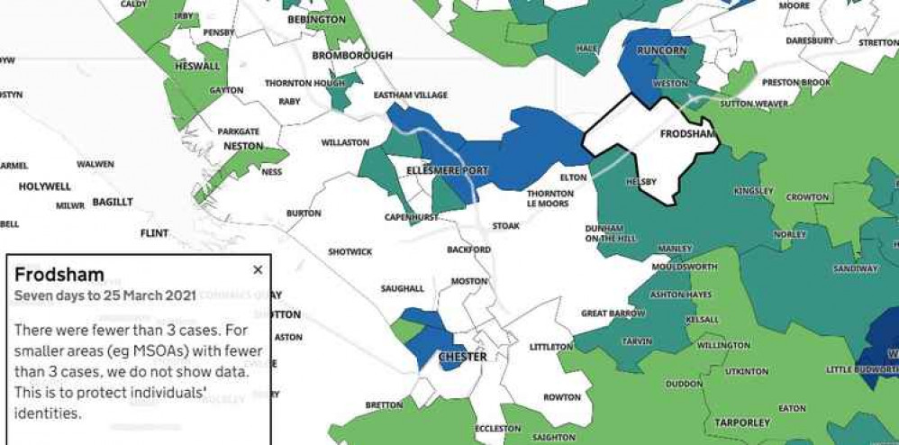 Cases are in single figures in Frodsham and Helsby