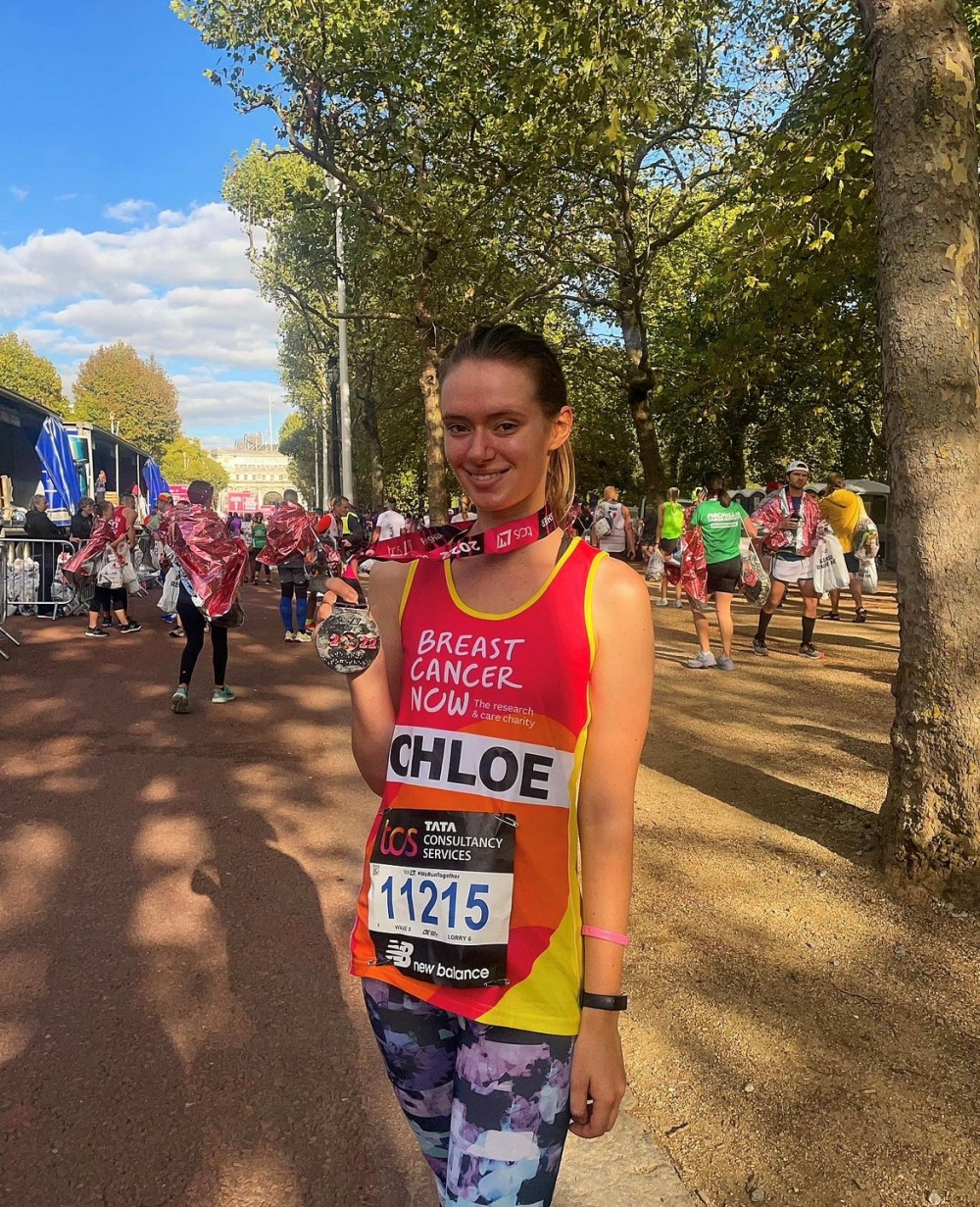 Fundraiser, Chloe Smith, has done the London Marathon. Next weekend she takes part in  the Pink Ribbon Walk in memory of her mum. (Photo: Breast Cancer Now)