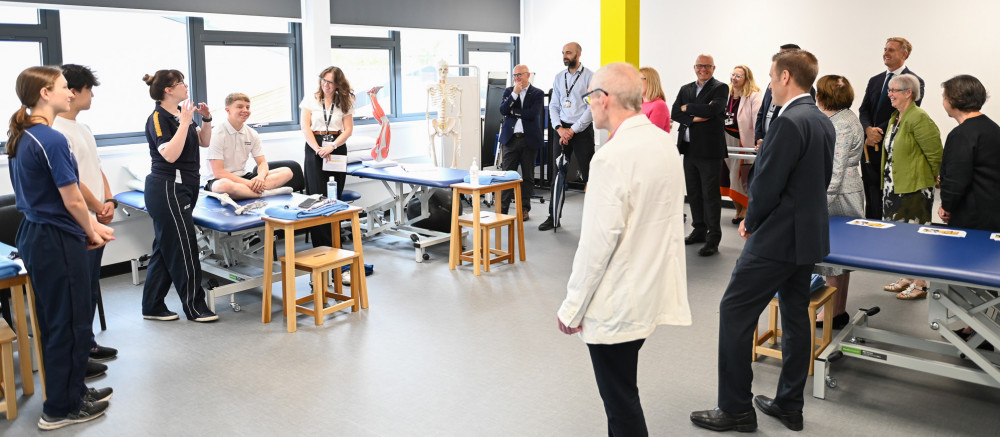 Student demonstration of the new Health and Wellbeing Building (Picture: Gregg Brown Photography/University of Suffolk)