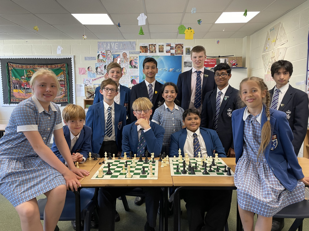 Macclesfield: King’s chess gigafinalists with Margo Hrebinchyk on the right. 