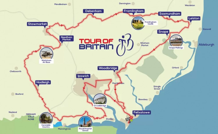 Tour of Britain map confirms Felixstowe as start and finish