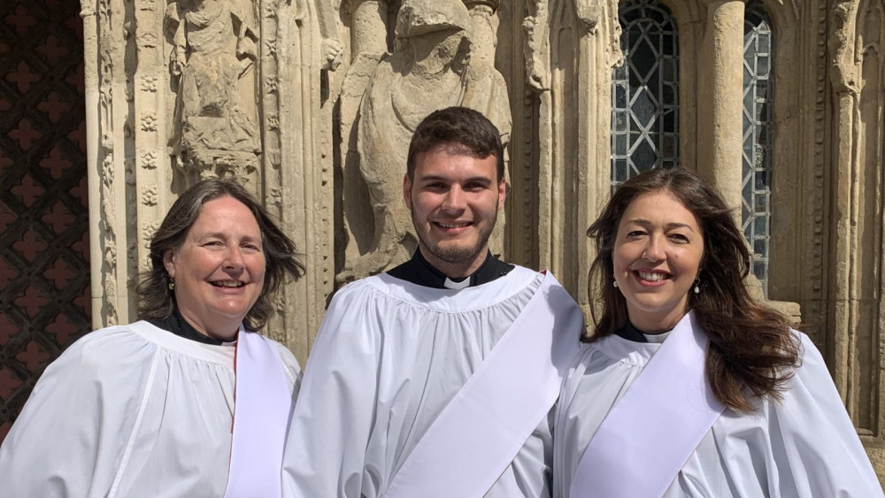 L to R: Julie Wheeler, Charles Wheeler, Miriam Brandon-Wheeler at Exeter Cathedral (Diocese of Exeter)