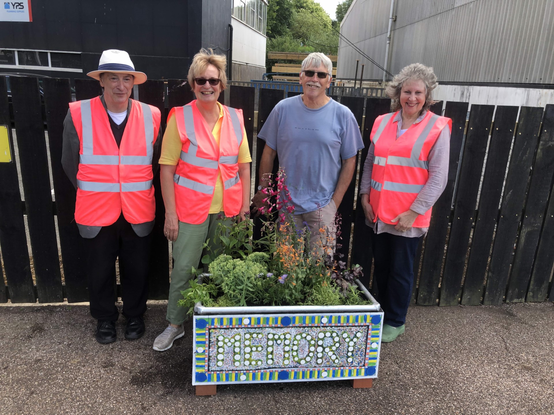 (Left to right): Martin Long (Chairman, The Friends of Honiton Station), Heather Penwarden (Chair, Dementia Friendly Honiton), Phil Creek, Councillor Jenny Brown (Credit: Martin Long)