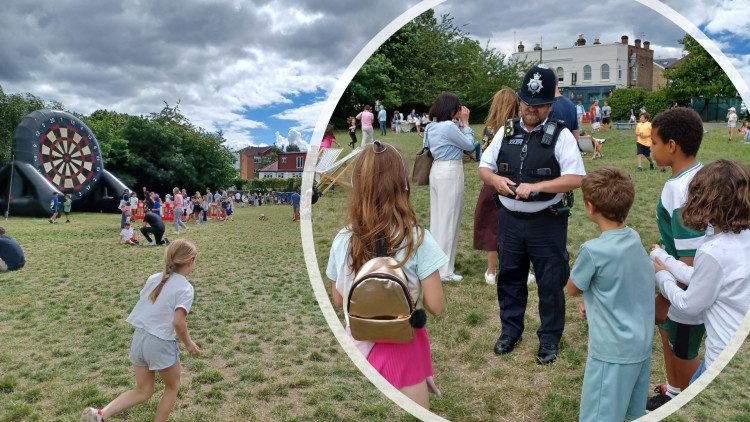 Police officers chatted with students at St Mary’s and St Peter’s CofE Primary School. (Photos: Teddington Ward Neighbourhood Policing Team)