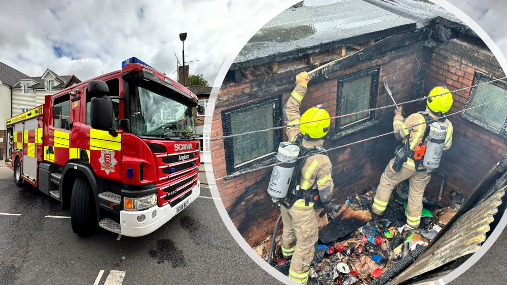 Crews closed part of the High Street while they dealt with a bin fire in a nearby service yard. (Photos: Maldon Fire Station)