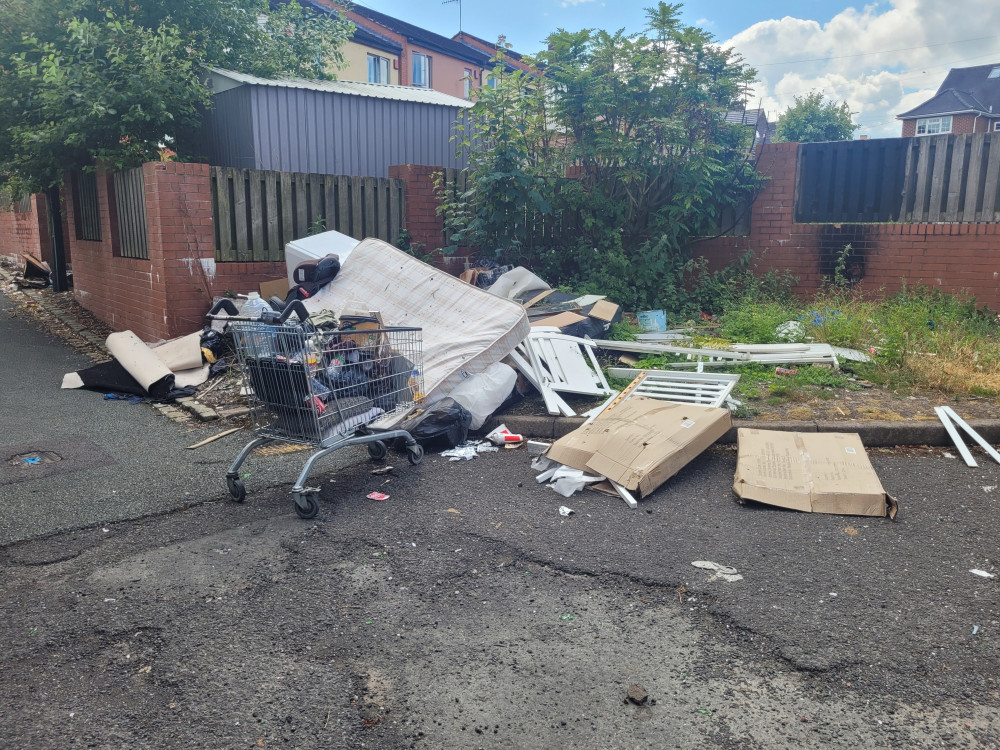 Rubbish has been dumped across the alleyway between Elm Street and Moore Street in Cobridge (LDRS).