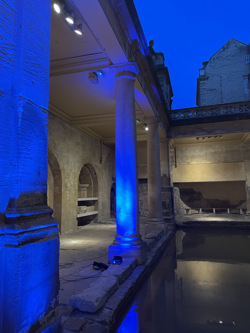 To mark the NHS birthday the Roman Baths turned blue 