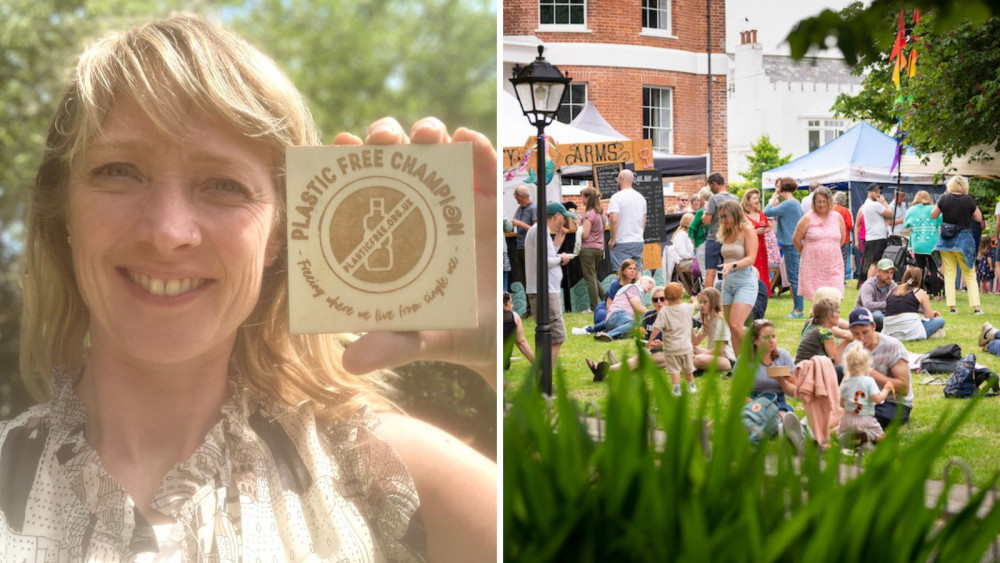 L: Eleanor with Surfers Against Sewage award. R: Sidmouth Eats Boutique on the lawn of Kennaway House (Simon Tutty)