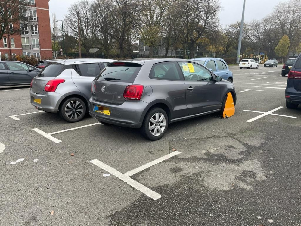 A clamped car at the Forest Park and Ride in Nottingham. Photo courtesy of LDRS.