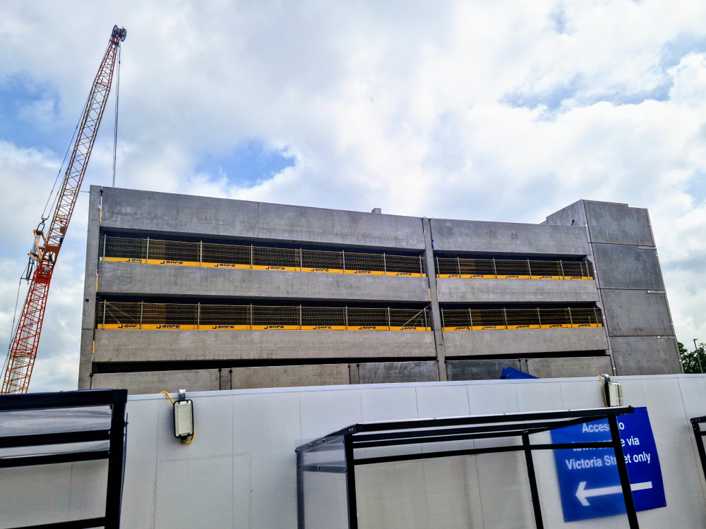 Work on Crewe's new multi-storey car park development, off Delamere Street, has been on hold since Tuesday 6 June after a man suffered "minor injuries" in a crane incident (Ryan Parker).