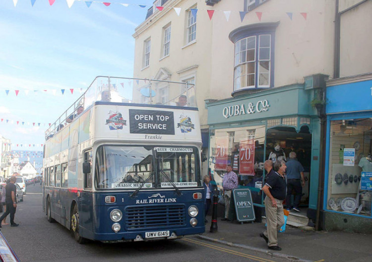 The Jurassic Mule bus pictured in Lyme Regis