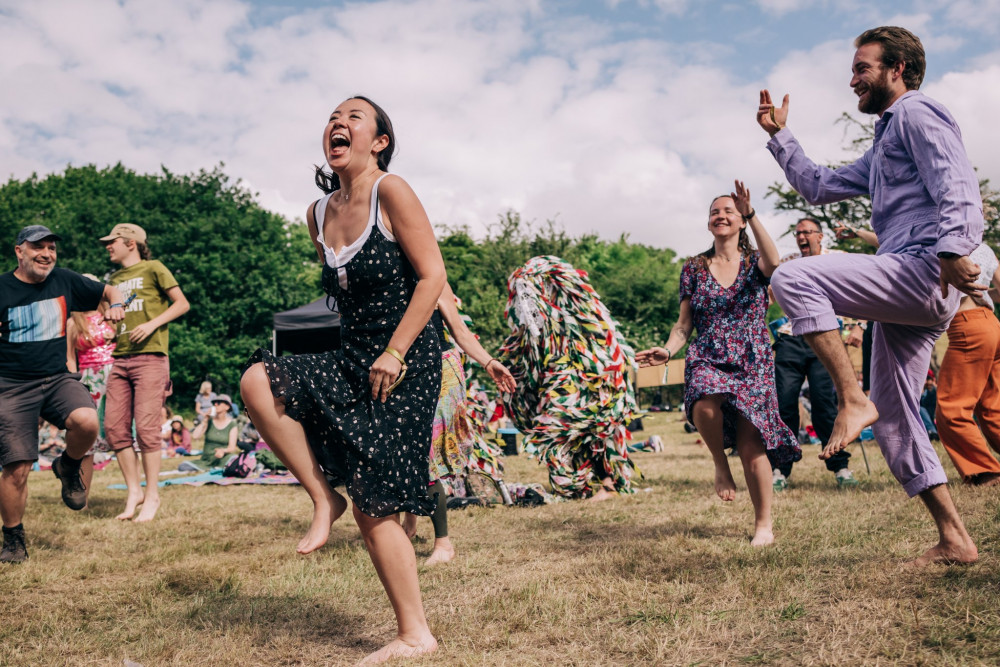 Festival goers dancing at Timber. Photo: LE65 Photography