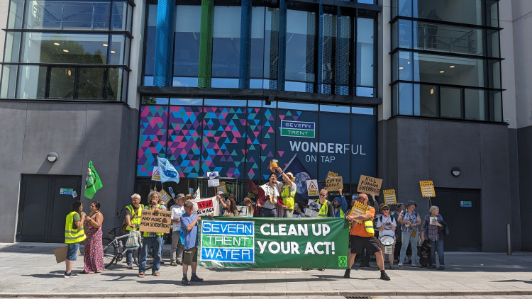 Demonstrators called on Severn Trent to 'Clean Up Your Act' (image via Ellie Brown)