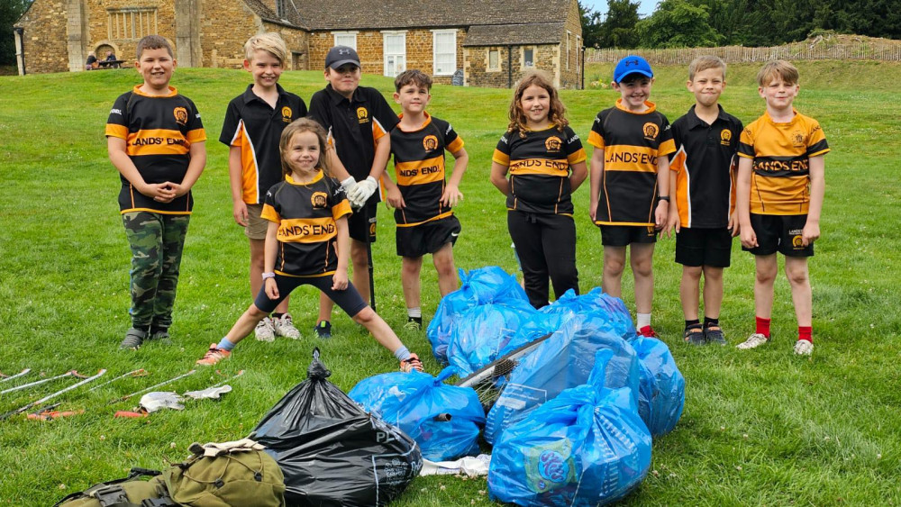 The team picked litter around Oakham this weekend, and finished up at Oakham Castle with 10 bags to dispose of. Image credit: Elisha Coleman. 