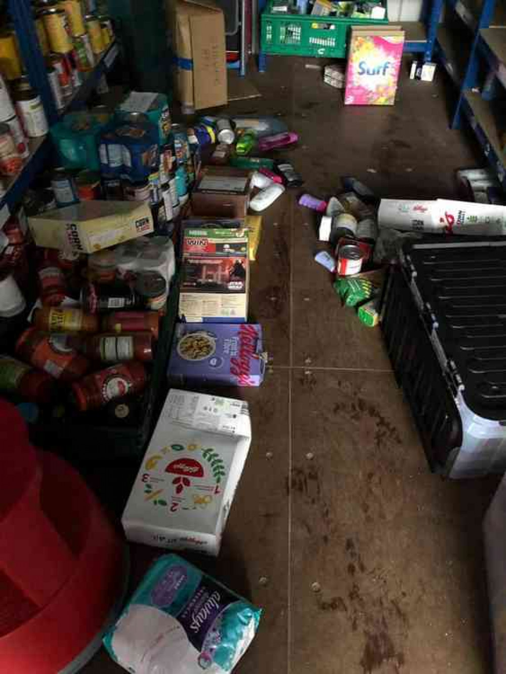 The scene at the Cheddar Foodbank following the break-in