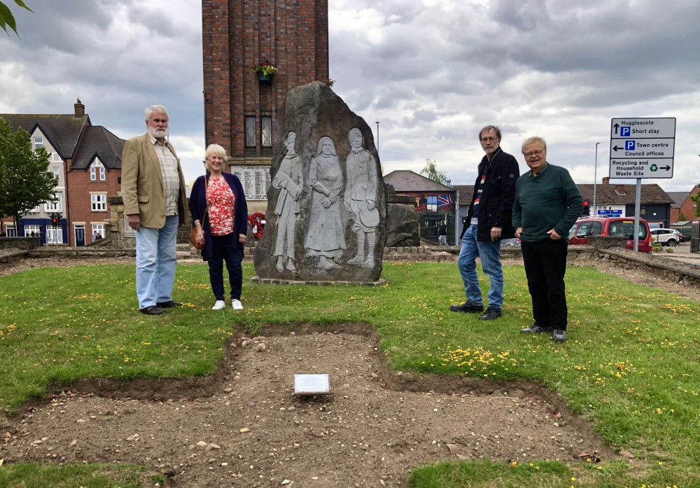 Labour councillors John Geary, June Page, Sean Sheahan and John Legrys by the Clock Tower in Coalville