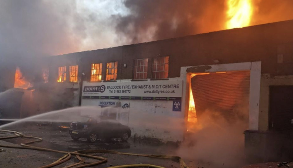 A picture of the fire in Baldock shared on Facebook by Darren Hendricks. CREDIT: Darren Hendricks 
