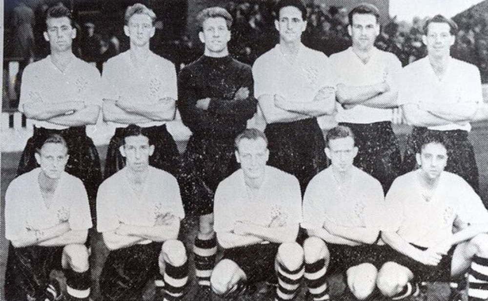 Stockport County will celebrate its long history with a fun-day and a match on 29 July. This squad image was taken at the beginning of the 1957 season (Image - Public domain)