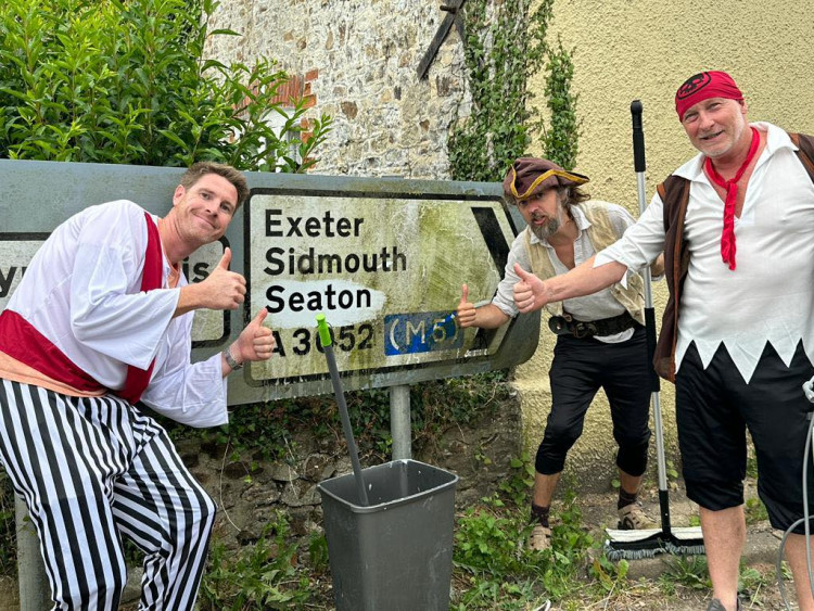 Members of Seaton Chamber have been out and about cleaning road signs