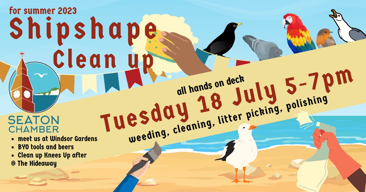 All are invited to join them for the Shipshape Clean Up event on Tuesday, July 18