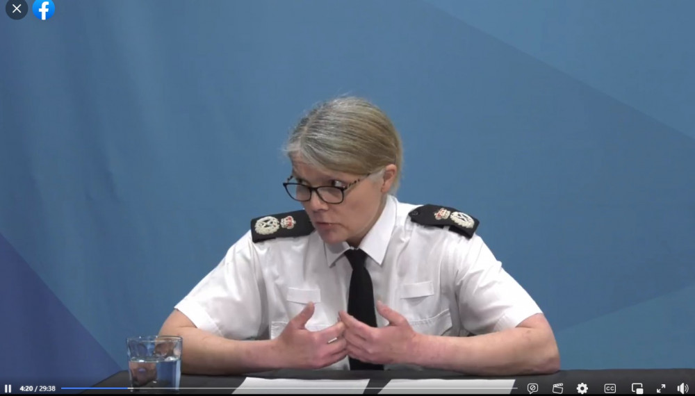 Avon & Somerset Police Chief Constable Sarah Crew at the Police & Crime Commissioner performance & accountability board on Tuesday, July 11, 2023 (Image: