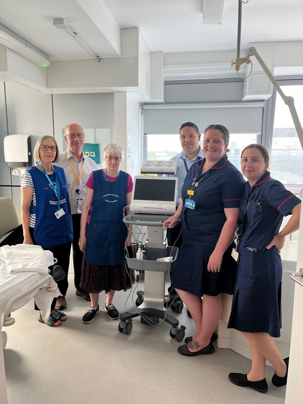 From left: Gill Howlett, Alan Ursell, Jean Ursell, Paul Hawkins (dep dir ops), Kate Griffiths and Kerry Bunce (delivery suite manager).