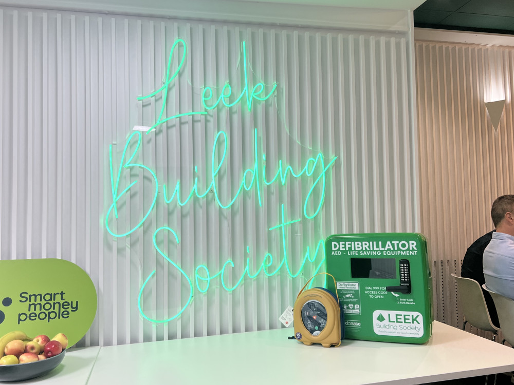 Leek Building Society, which has branches in Hanley, Newcastle and Uttoxeter, will fund the installation of 100 defibrillators across Staffordshire and its surrounding areas (Nub News). Leek Building Society, which has branches in Hanley, Newcastle and Uttoxeter, will fund the installation of 100 defibrillators across Staffordshire and its surrounding areas (Nub News).