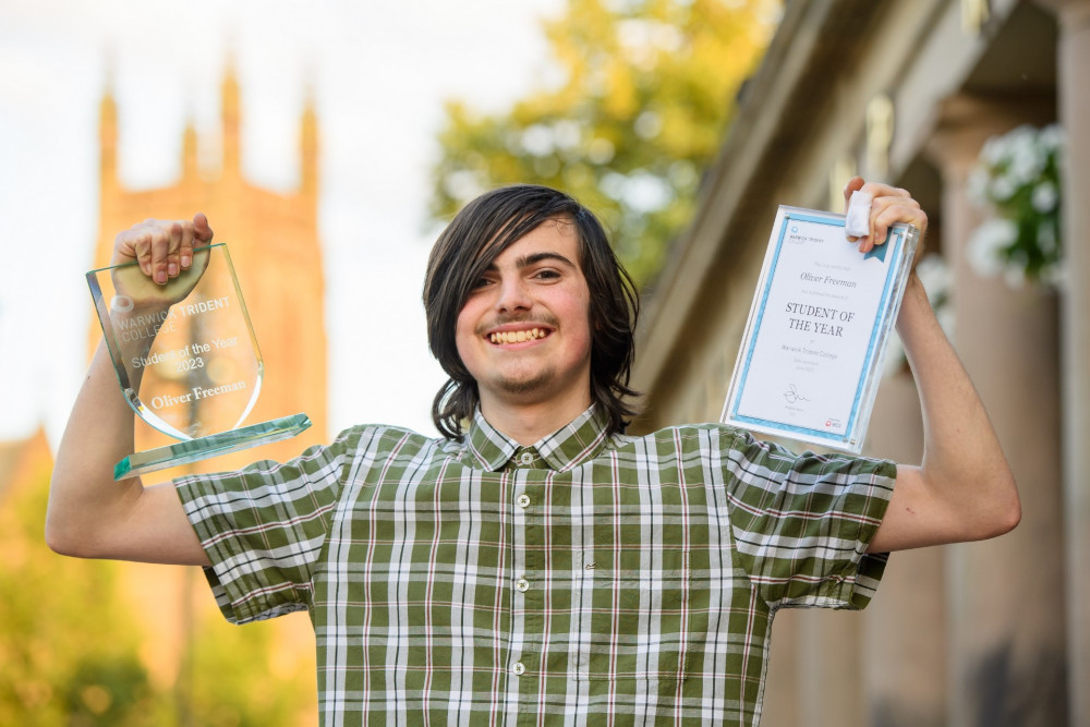 Oliver Freeman, 18 from Warwick, has signed off from two years of studies at Warwick Trident College by winning its top prize (image via Advent PR)