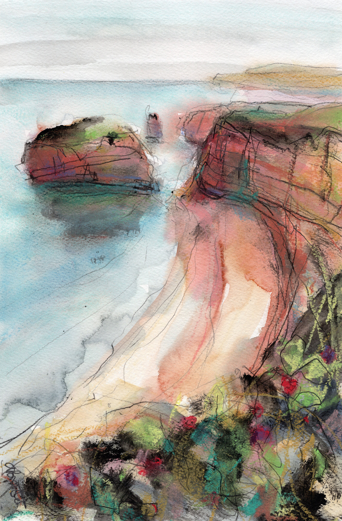 'Towards Ladram Bay' by Anna Brewster, this year's guest judge (Exmouth Art Group)