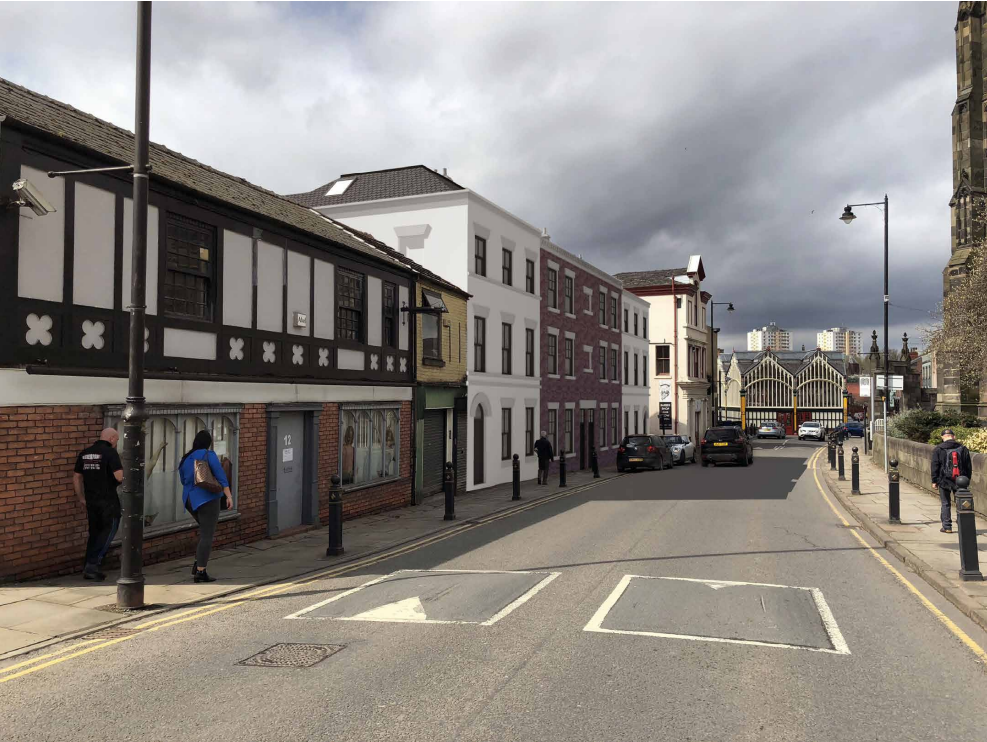 The site comes with planning permission for 24 apartments in a prime location near Market Place and the iconic Market Hall (Image via planning document)