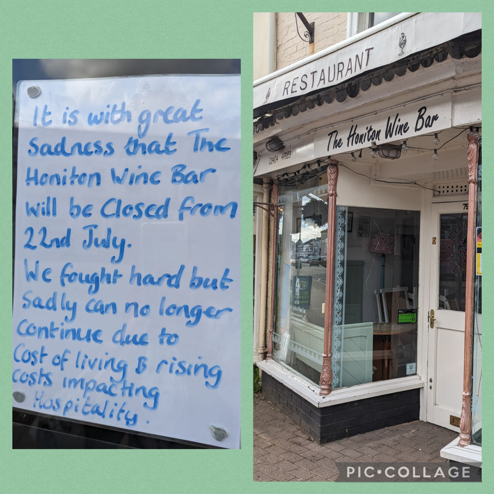 The notice on the door of the Honiton Wine Bar (Nub News)